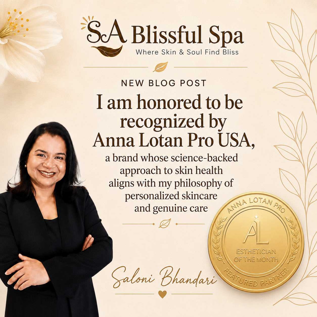 Honored to Be Recognized by Anna Lotan PRO USA